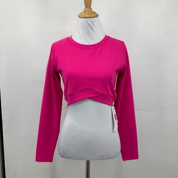 Lspace Top Womens L Large Barbie Pink Cropped Aim High Low Impact Second Skin - Picture 2 of 15